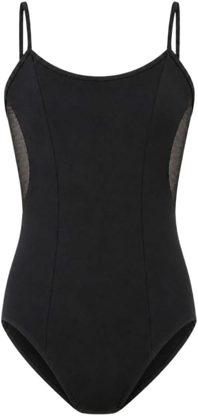 Dancer Dancewear® Balletpak meisje | "La Danza" | In het zwart | Met Mesh en spaghettibandjes | Maat 122/128 - 8 Jaar