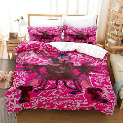 Cartoon Jinx Arcane League of Legends Beddengoedset King Twin Double Jongens Stuk Microvezel of Polyester Dekbedovertrekset EU Double(200x200cm)