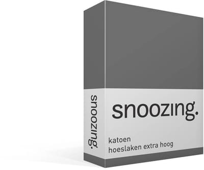 Snoozing - Katoen - Extra Hoog - Hoeslaken - Eenpersoons - 70x200 cm - Antraciet