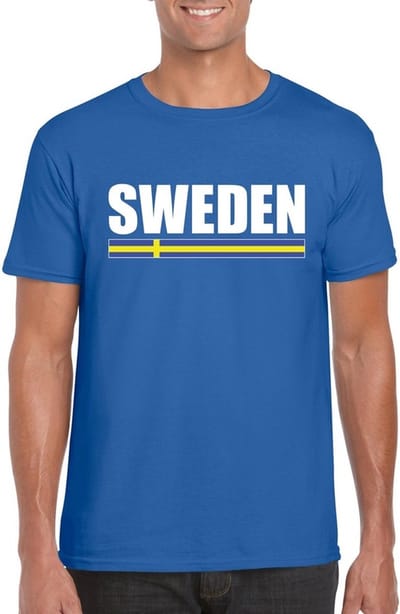 Blauw Zweden supporter t-shirt voor heren - Zweedse vlag shirts S