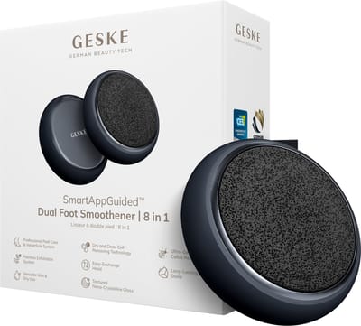 GESKE Dual Foot Smoothener | 8 in 1 | Dubbelzijdige Voetvijl | Puimsteen & Nano-Kristallijnglas | Voor Zachte, Gladde Voeten | Geavanceerde Eeltverwijdering & Exfoliatie | Ideaal voor je Pedicureset