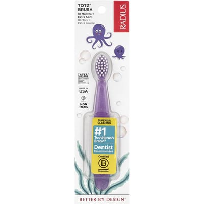 Tots® Tandenborstel, 18+ Maanden, Extra Zacht, Paars Glitters, 1 Tandenborstel white