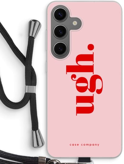 Case Company® - Hoesje met koord geschikt voor Samsung Galaxy S24 hoesje met Koord - Ugh - Telefoonhoesje met Zwart Koord - Bescherming aan alle Kanten en Over de Schermrand