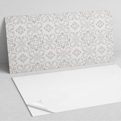 Coloray Wandpanelen Zelfklevend - Bloemenpatroon met details PVC Wandpaneel - 100 cm x 50 cm - Grijs Wandbekleding Zelfklevend - 1 stuk - Mozaïeken Wandpanelen Zelfklevend - Keuken Wandpanelen - Wandpanelen Badkamer