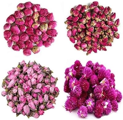 Gedroogde Natuurlijke Bloemen - Inclusief Rode Roos, Pioenroos, Gomphrena Globosa, Perzik en Eetbare Bloemen voor Zeepmaken en Creatieve Projecten