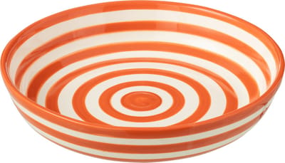 J-Line schaal Granada Stripes Low - keramiek - wit/oranje - large - Ø 25 cm