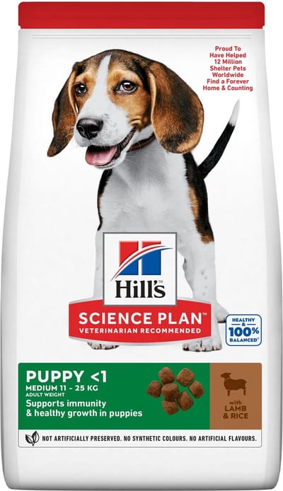 4x Hill's Science Plan Puppy Medium met lam en rijst 2,5kg