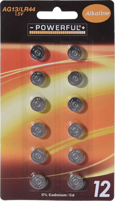 Knoopcel 1.5V AG13 - LR44/ L1154 Powerful Alkaline 12 stuks in blister