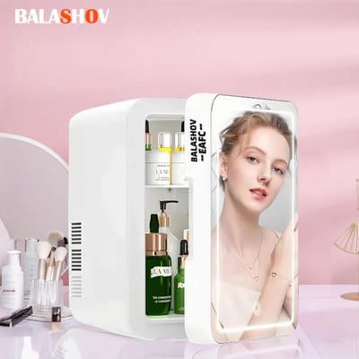 AURORAS - Mini Koelkast 4L – Stil (28Db) - Draagbare Koeler voor Auto & Thuis – Cosmetica & Drank – Met Spiegel