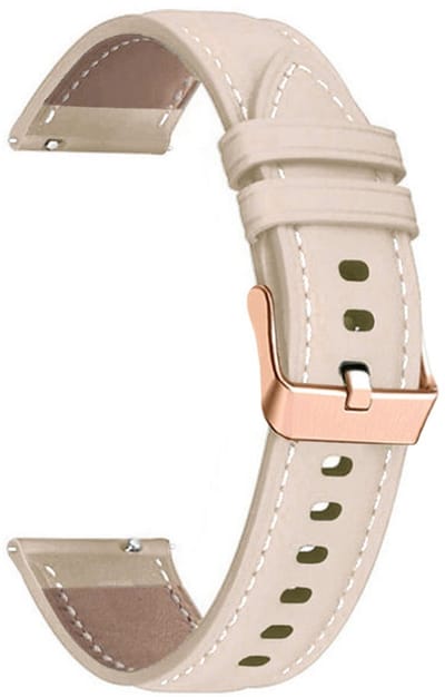 Leren bandje - geschikt voor Garmin Venu 2s / 3s / 4 (41mm) / Vivoactive 4s / Forerunner 255s / 265s - Huawei Watch GT 5 Pro - 42mm / GT 6 / GT 5 / GT 4 - 41mm - beige