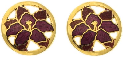 Behave - Oorclips dames - bloemmotief - paars - 1,5 cm