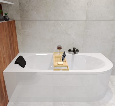 Badland AVITA hoekbad 160 x 75 cm links wit met hoofdsteun