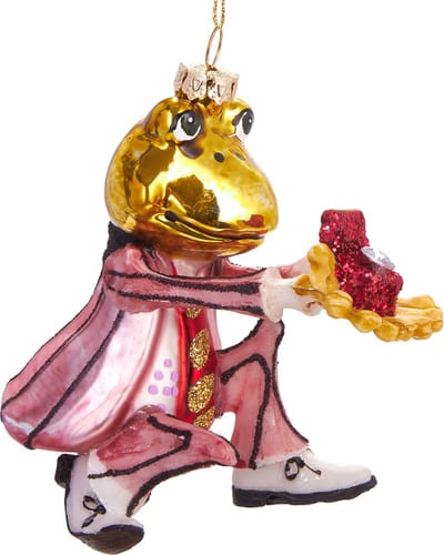 BRUBAKER Kikkerprins Voorstelring - Handgeschilderde Glazen Kerstbal - Handgeblazen Kerstversiering - Grappige Kersthanger - Kerstboom Decoratie - 11 cm