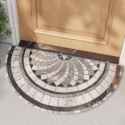 Nieuwe Amerikaanse Halfronde Entree Deur Stofmat Huisdeur Antislip Tapijt Zand Schrapmat 45*90cm beige