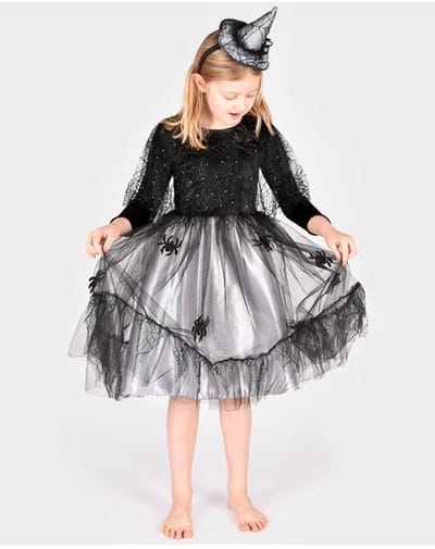 Den Goda Fen verkleedjurk heks met accessoires 122-128 cm 6-8 jaar.