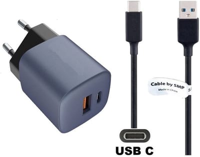 OneOne 33W snellader met 2 poorten + 1,2m sterke USB C kabel. GAN lader. PD PPS oplader adapter past op Samsung Galaxy S10, S10e, S20, S21, S22, S23, S24, S25, S26 (Edge, FE, Lite, Plus +, Ultra)
