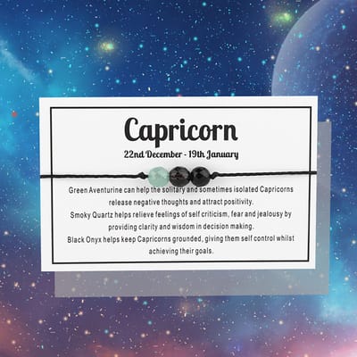 Bixorp Steenbok / Capricorn Sterrenbeeld Armband - Cadeau Armbandje met Edelstenen Kralen - Aventurijn, Rookkwarts & Onyx