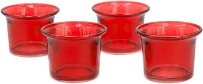 Theelichtglazen set - Glas houders - Sfeerverlichting creëren - Tulpenvorm met gebogen rand - 63x45 mm - Rood