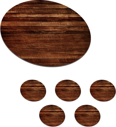 Onderzetters voor glazen - Rond - Hardhout - Robuust - Patronen - 10x10 cm - Glasonderzetters - 6 stuks