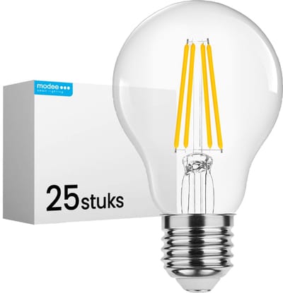Modee E27 LED Lamp 4W - 470lm - 4000K - Neutraal Wit - LED Filament Globe A60 - Vervangt 40W Halogeen Gloeilamp - 25 stuks