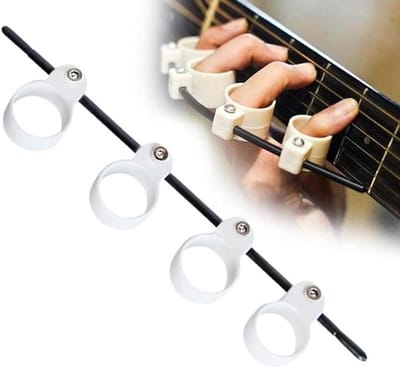 Dailygoody - Uitbreidingshulzen voor gitaarvingers - Vingertrainer voor beginners - Verstelbare vingerstretcher - Wit - Oefenaccessoires voor gitaar -..