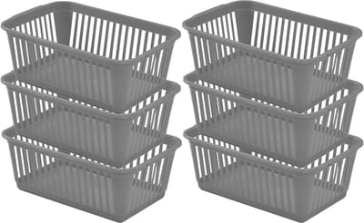 Whitefurze Opbergmand/kastmandjes - 6x - Kunststof - Grijs - 30 x 19 x 11 cm