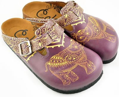 GOBY Clogs met Elephants India – Handgemaakt – Hoge Kwaliteit – Maat 42