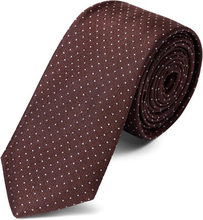 Bruine 6 cm Brede Zijden Stropdas met Polkadotmotief