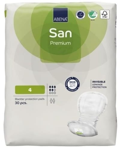 ABENA San 4, 270x Absorberende Inlegger, Karton, te Dragen in aansluitend Ondergoed- Voor Lichte tot Matige Urineverlies - Absorptie 800 ml, groen