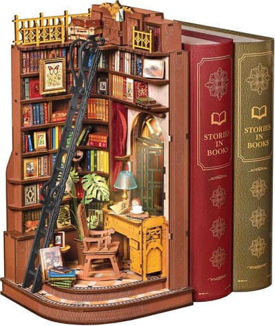 Houten Boekenhoek 3D Legpuzzel voor Volwassenen Decoratie met LED Verlichting