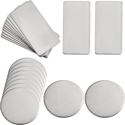 Metalen Stempelblanks - Graveerbare Platen - Sieraden Maken - Roestvrij Staal - 20 Stuks - Zilver