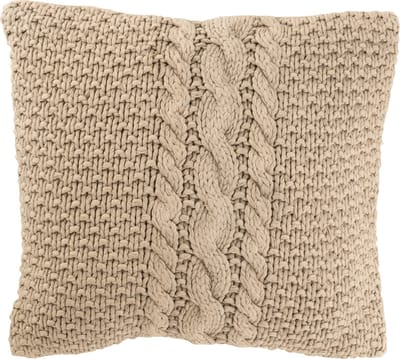 J-Line kussen Gebreid + Vlecht - katoen - beige