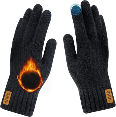 Zwarte Winterhandschoenen met Touchscreen, Gebreid en Comfortabel - Ideaal voor Buitenactiviteiten, Geschikt voor Dames en Heren, 24 x 14 cm
