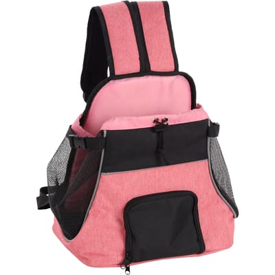 Hondenrugzak – draagtas hond – draagtas kat – Flamingo Xanty Roze – 29x23x38cm – buikdrager – verstelbare riemen – puppy – kleine rassen