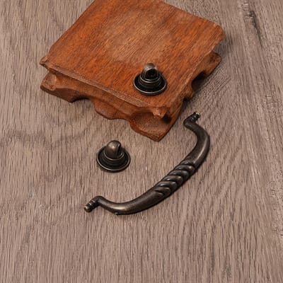Lot de 3 poignées en corde de chanvre, en alliage de zinc ancien, longue bande avec pieds, anneau en cuivre antique rouge, petite poignée 3pcs