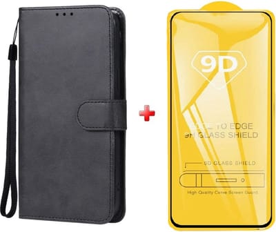 Telefoonhoesje geschikt voor OnePlus Nord 4 zwart agenda book case hoesje + full glas screenprotector