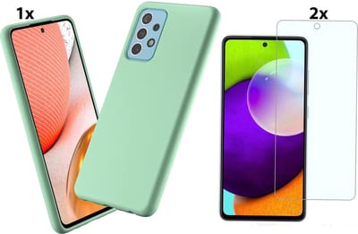 Hoesje Geschikt Voor Samsung Galaxy A02s Hoesje Soft Nano Silicone Backcover Gel Turqoise Met 2x Glazen Screenprotector