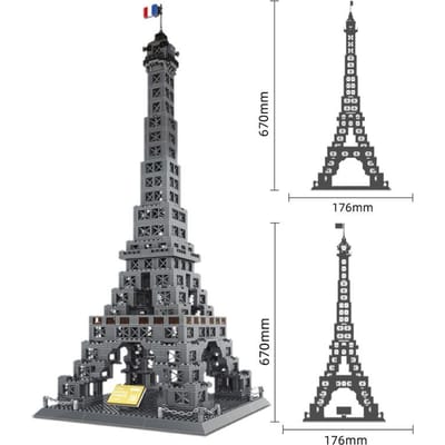 976 STUKS Eiffeltoren Bouwstenen Creatief Assemblagespeelgoed Mooie Woondecoratie Cadeau Klein Deeltje DIY Model gray