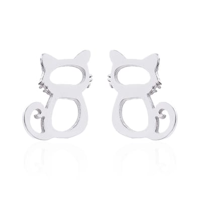 Gading® dames RVS oorknoppen met kat-5mm-8mm-zilver