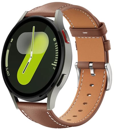 Leren bandje - geschikt voor Samsung Galaxy Watch 7 (40 & 44mm) / Watch 6 (Classic) / Watch 5 (Pro) / Watch 4 (Classic) / Watch FE - band van leer rvs gesp - bruin