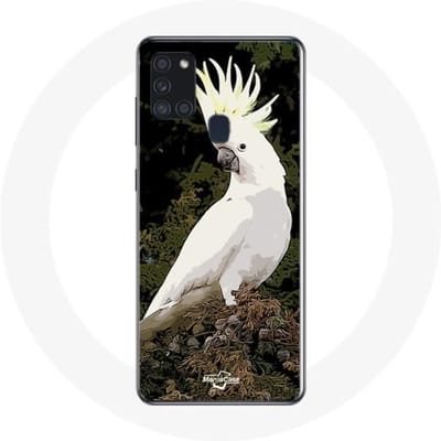 Coque - Samsung - Galaxy A21S - Souple - Blanc - Perroquets blanc