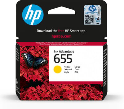 HP 655 Yellow Original Ink Advantage Cartridge inktcartridge 1 stuk(s) Origineel Normaal rendement Geel