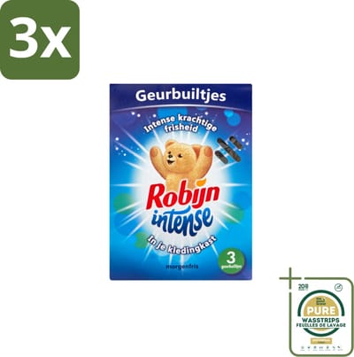3 x Robijn Geurbuiltjes Intense 3 stuks per verpakking - Grootverpakking - Geur In Kleding - Langdurige Geur - Frisse Geur - Geurbuiltjes - Kledingkast Geur