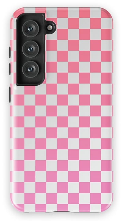 Design Hoesje Samsung Galaxy S23 | Geschikt Voor Mag | Tiny Squares Checkered Print | Backcover Samsung Galaxy S23 Pink Pop Grid