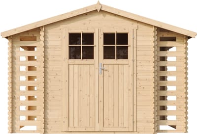 Timbela M391F - Houten tuinhuis-brandhoutschuurtje - 5,47 m² - 206x328xH218 cm - zonder vloer