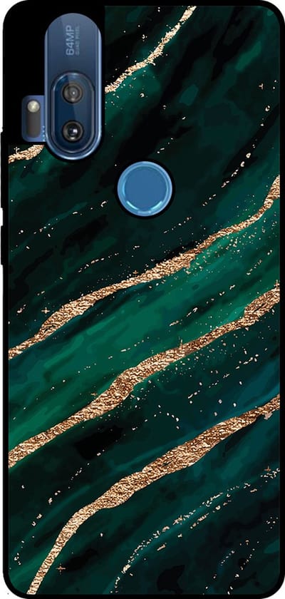 Smartphonica Telefoonhoesje Geschikt voor Motorola One Hyper met marmer opdruk - TPU backcover case marble design - Groen Goud geschikt voor Motorola One Hyper