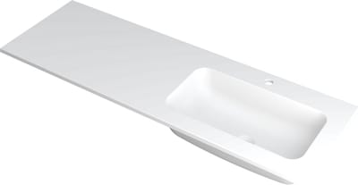 INK® Faktor wastafel polystone rechts met 1 kraangat, 140x45x1,5cm, mat wit