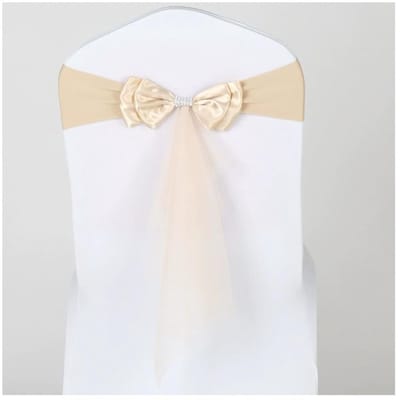 Dailygoods- Stoelsjerpen Elastisch - Stoelbanden - Decoraties Bruiloft/Verjaardag - 20 Stuks - Dubbel Satijn/Mesh - Eenvoudige Bevestiging