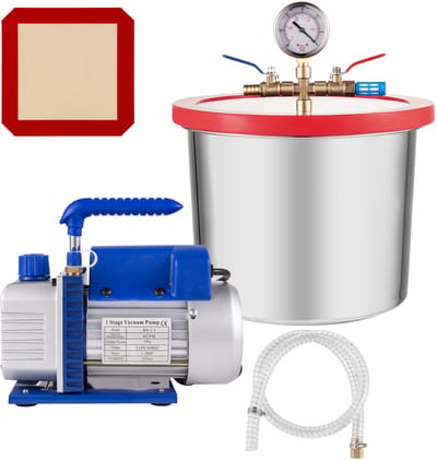 Vacuümpomp 2 gallon 4CFM 1/3HP voor het verwijderen van lucht uit siliconenepoxy, 1440 tpm, AC 230 V, 50 Hz, 5 Pa - 0,05 Mbar, creëert een lagedrukomgeving