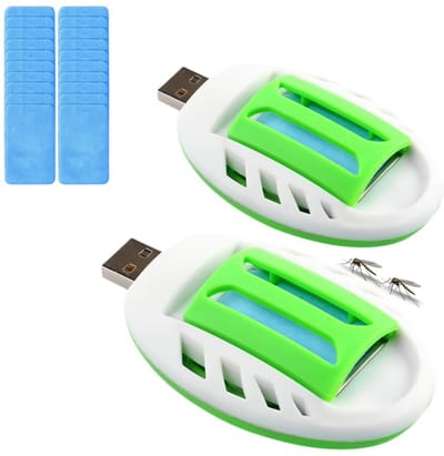 Muggenplug-in, 2 pack USB elektrische muggenspray met 120 muggenspraytabletten, draagbare elektrische muggenspray, muggenlamp tegen vliegen, muggen, motten, keuken, slaapkamer, woonkamer